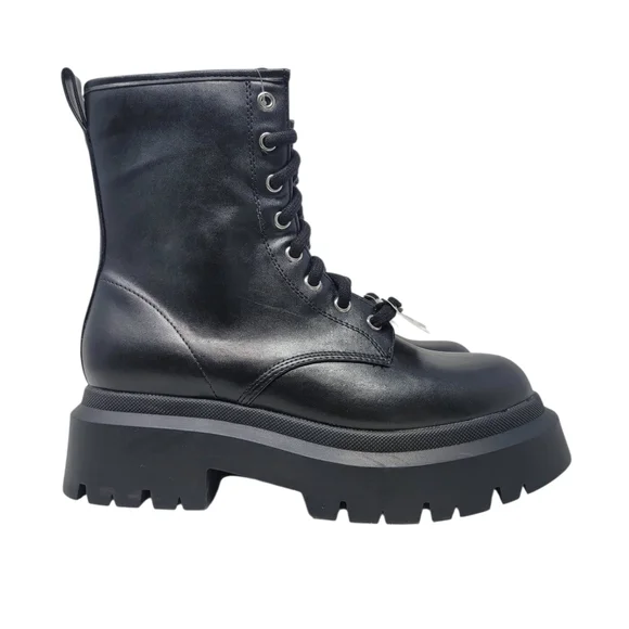 Black Platform Combat Boots 8Wide - Picture 3 of 11